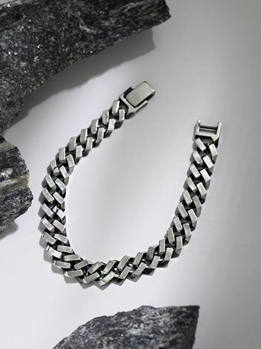 Mens 925 Sterling Silver Geometric bracelet