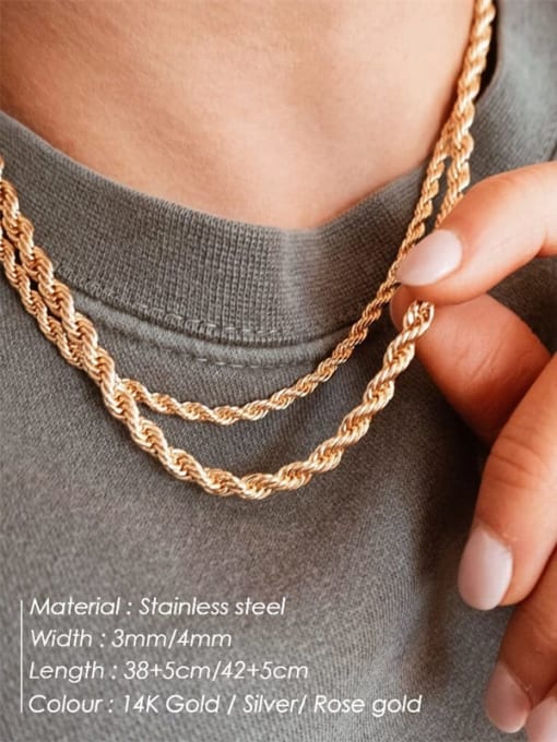 Mens Twisted Stainless Steel Chain